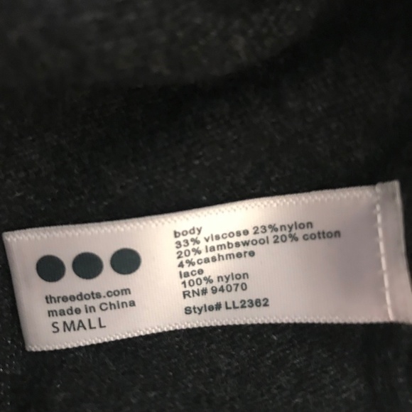 Three Dots Cashmere/Cotton/Wool Lace Trim Sweater - Picture 5 of 5